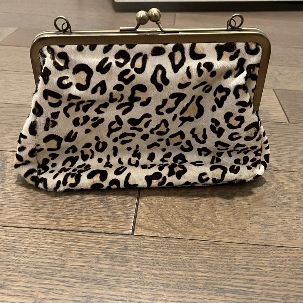 Leopard print vintage style clutch